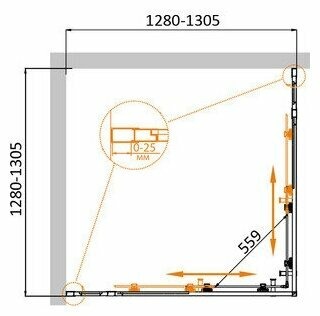 Душевой уголок (130х130) CEZARES MOLVENO MOLVENO-A-22-100+30-C-Cr-IV